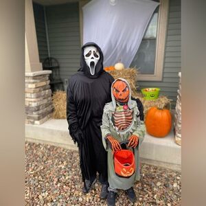 Bleeding Pumpkin Kids Costume Halloween Green and Orange Large Youth